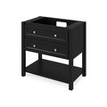 Jeffrey Alexander 36" Black Adler Vanity, Calacatta Vienna Quartz Vanity Top, undermount rectangle bowl VKITADL36BKCQR